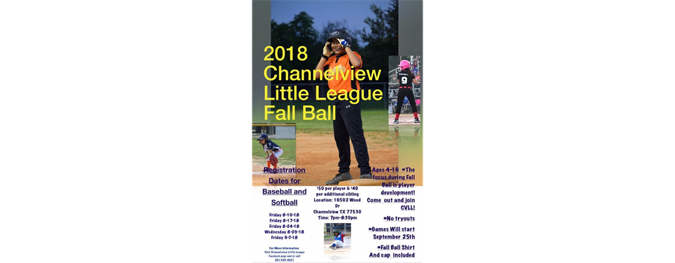 2018 Fall Ball Registrations 