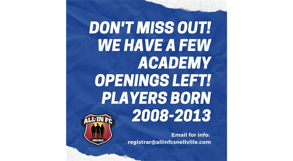 Academy Players Opening Available