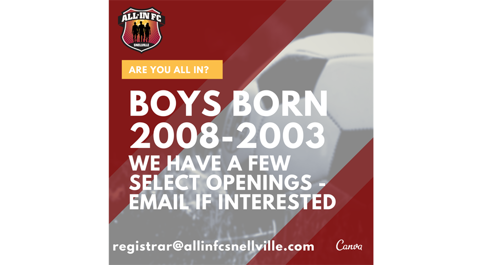 Boys Select Openings Available