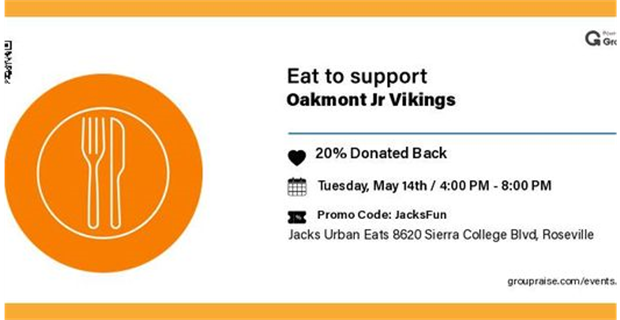 ojv dine & donate: Jack's urban eats - May 14th
