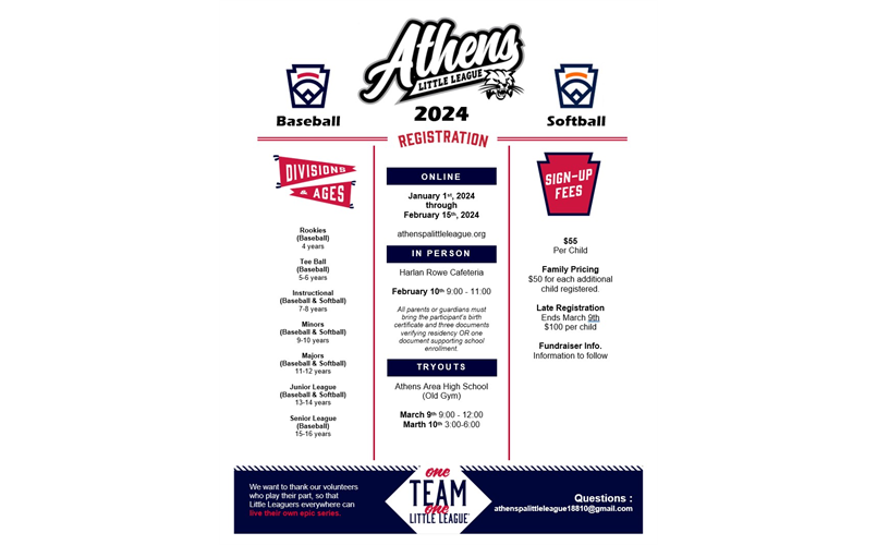 2024 Athens Little League Registration