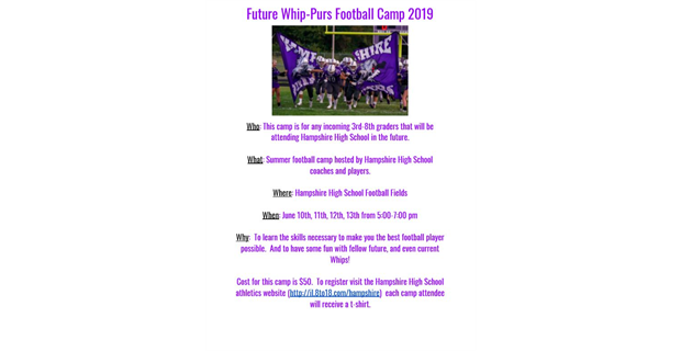 Future Whip-Purs Football Camp 2019