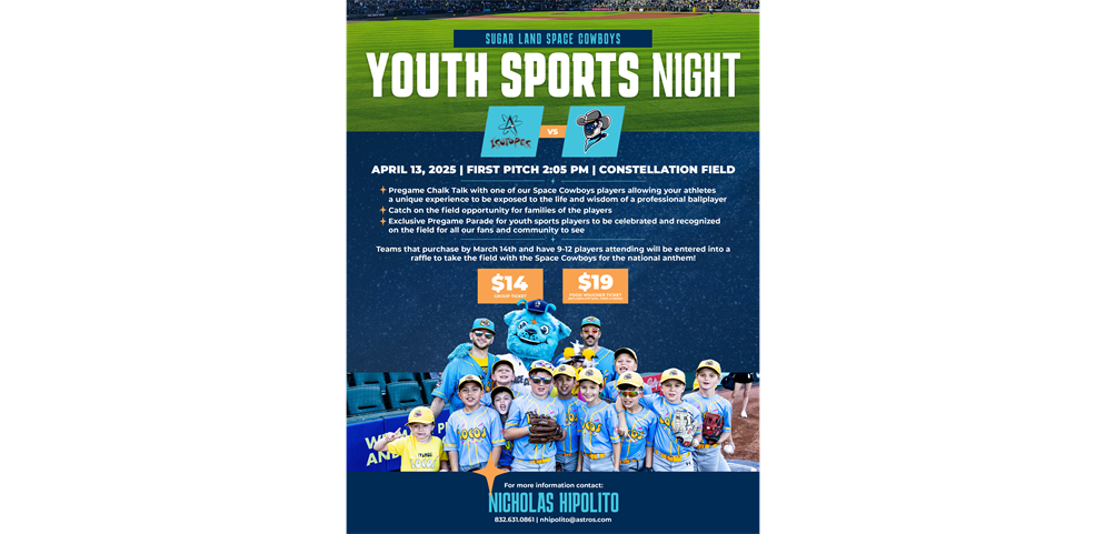 Youth Sports Night with Sugar Land Space Cowboys!