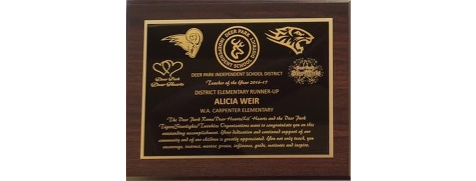 Teacher of the Year Plaques