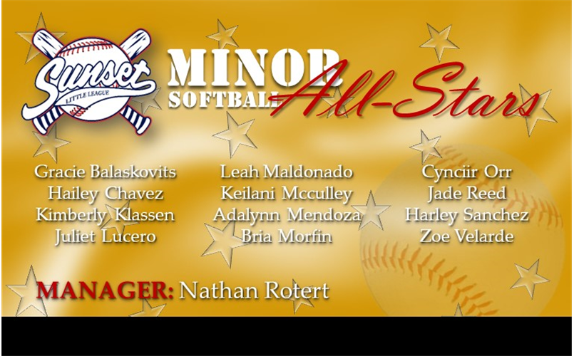 Congratulations to Our 8-9-10 Minor Softball All-Stars