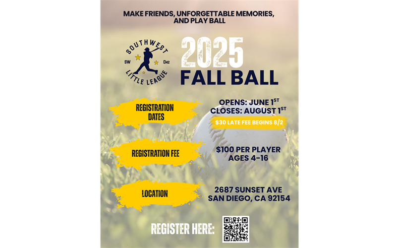 2025 Fall Ball Registrations Now Open!