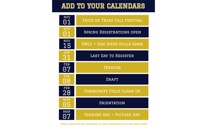 SAVE THE DATES!