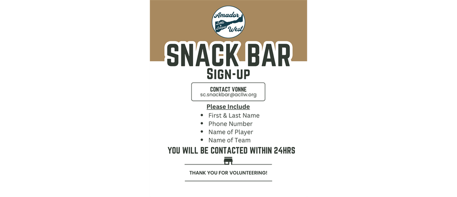 Sutter Creek Snack Bar Sign Up!