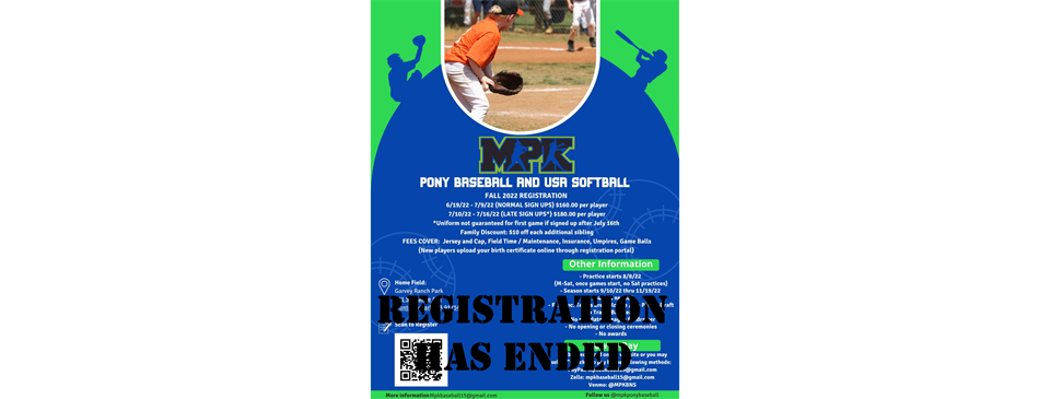2022 MPK Fall Ball Registration