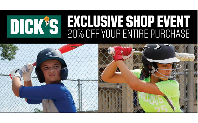 SAVE 20% @ DICKS SPORTING GOODS!!  MARCH 15-17TH!