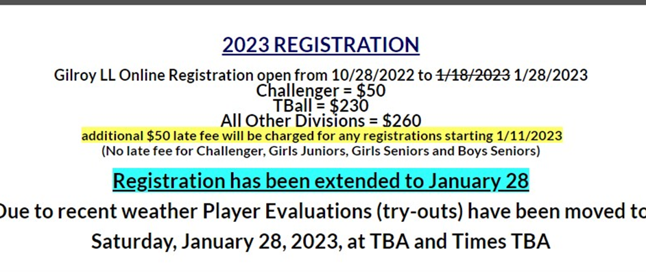 Registration has been extended to January 28