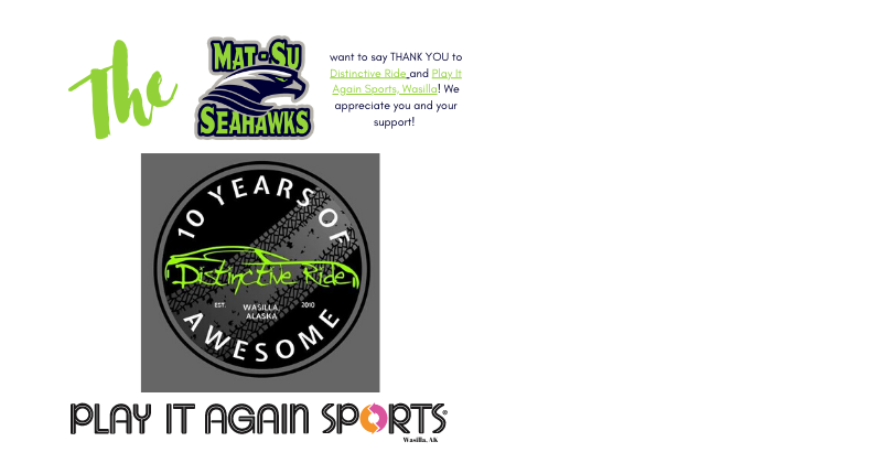 Distinctive Ride and Play it Again Sports, Wasilla Donate Cleats for Mat-Su Seahawks 