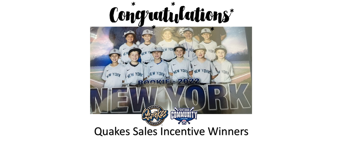 Quakes Sales Incentive Winners!