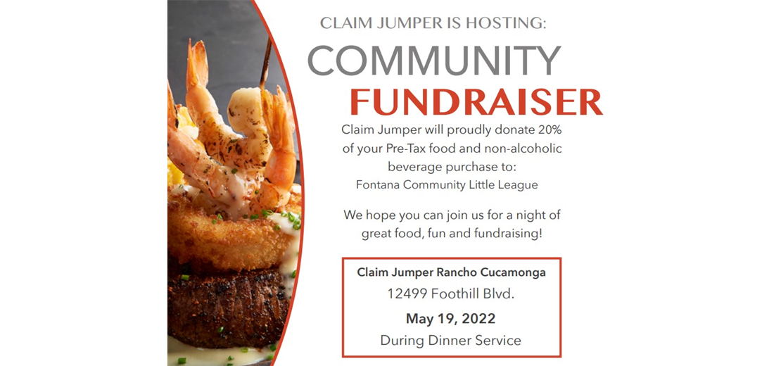 Claim Jumper Family Night Out May 19th All Day!
