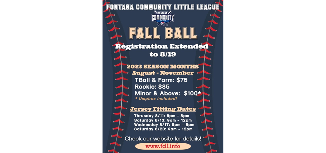 FALL BALL REGISTRATION EXTENDED TO 8/19