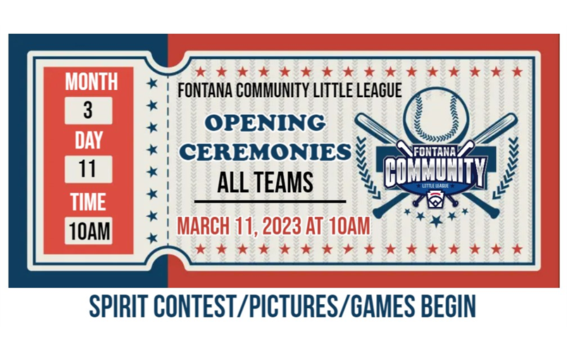 Save the Date for Opening Ceremonies 3/11/23