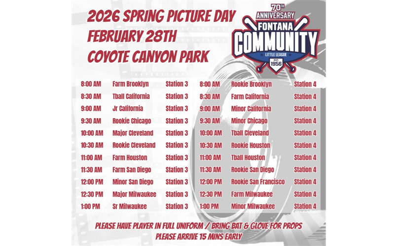 Picture Day Station Schedule 3 - 4