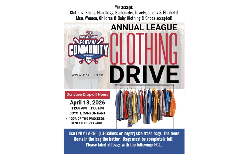 2nd Annual Clothing Drive 4/18/26