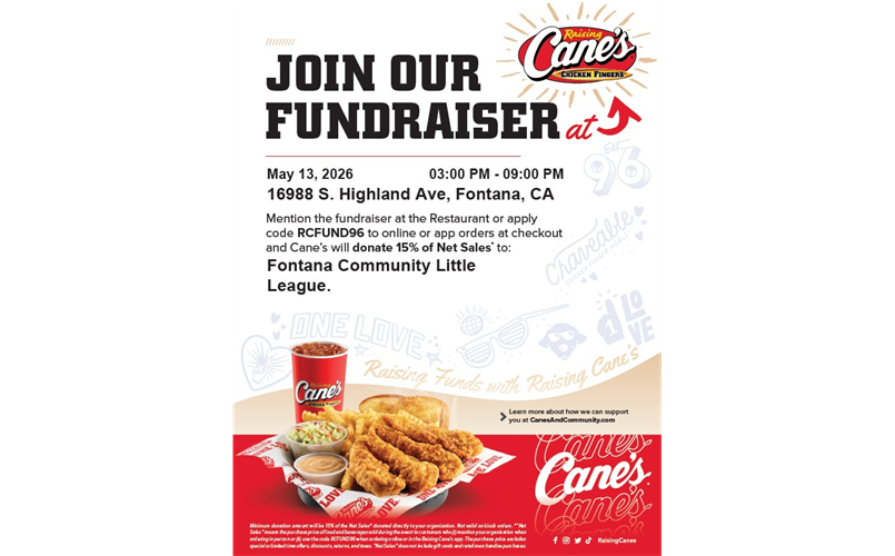 Raising Canes Fundraiser 5/13