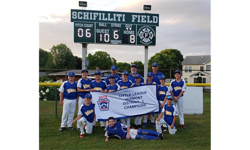 11/12 Little League Vermont District 1 Champions - 2019