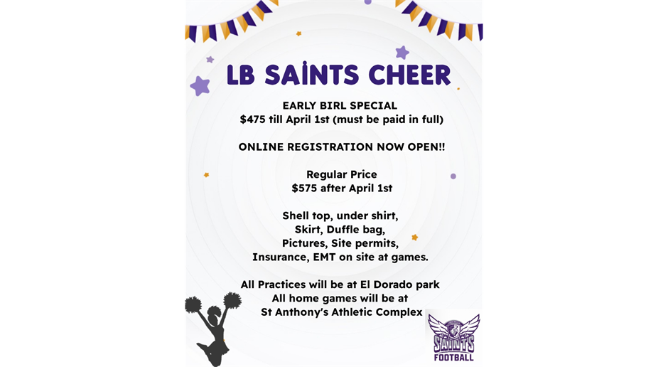 LBPW Saints Cheer Registration