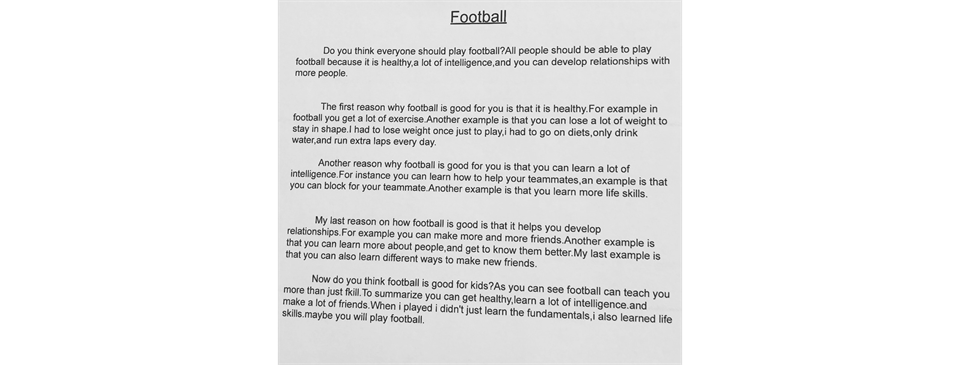 Why football is good for you, written by a 10 year old Bayside player