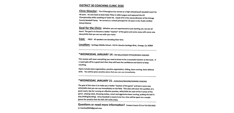 District 30 Coaches Clinic