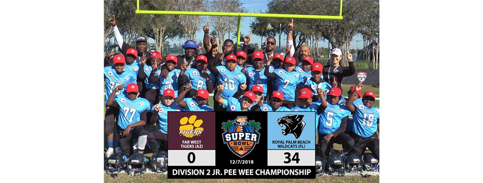 Congrats to our JPW team winning the 2018 Pop Warner D2 JPW National Championship 34-0 against Far West Tiger (Arizona)