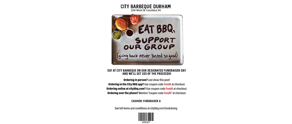 City BBQ Fall Fundraiser All Day Wednesday September 21st!