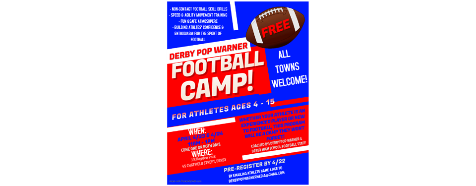 FOOTBALL CAMP 4/23 & 4/24 11:00 am to 1:00 pm