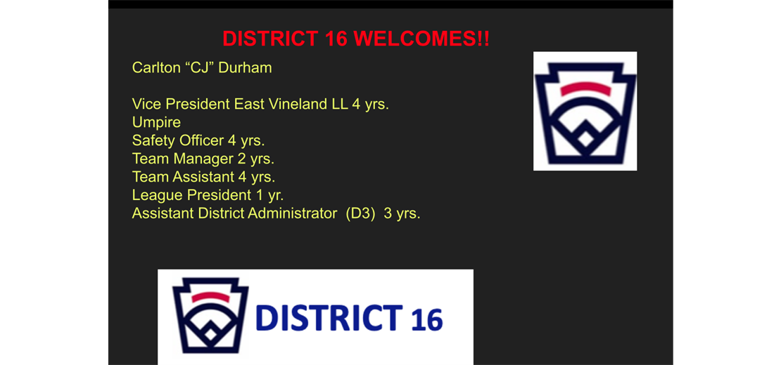 Welcome CJ to District 16 EBoard!
