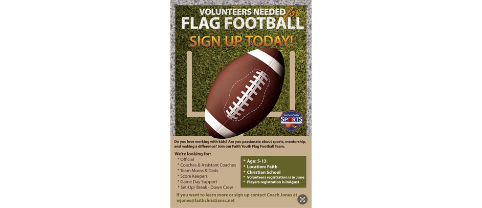 2025 Flag Football Volunteers Needed