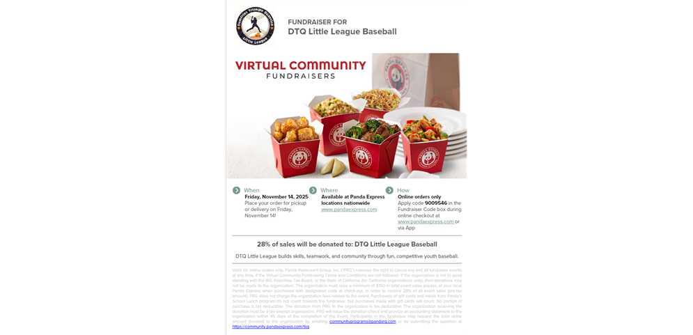 Panda Express Fundraiser Friday 11/14/2025!