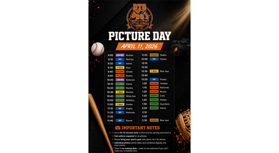 Picture Day April 11!  At Montclair Country Club