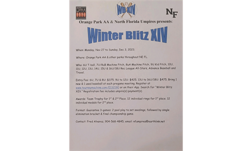 2023 Winter Blitz Baseball Tournament