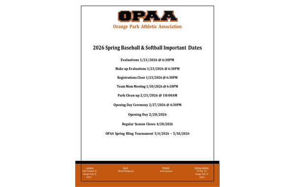 Baseball & Softball Dates