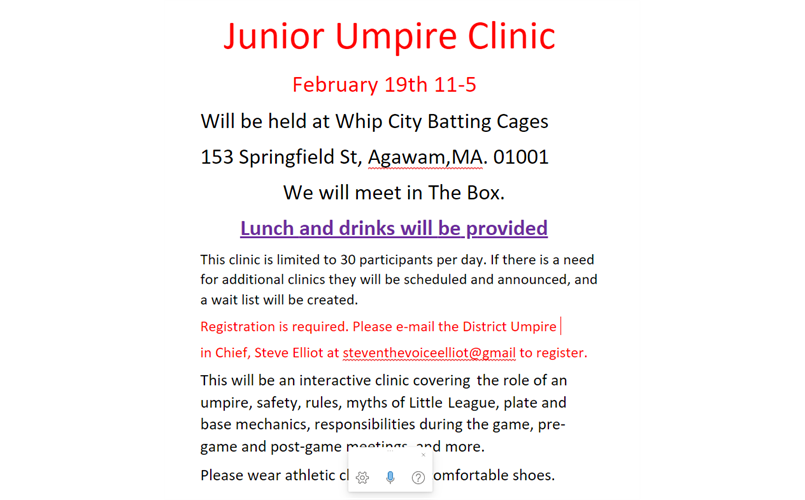 Jr. Umpire Clinic