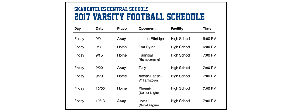 2018 Schedule