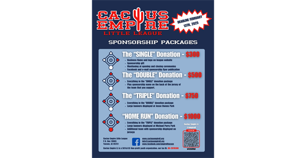 SPONSOR CACTUS EMPIRE LITTLE LEAGUE!