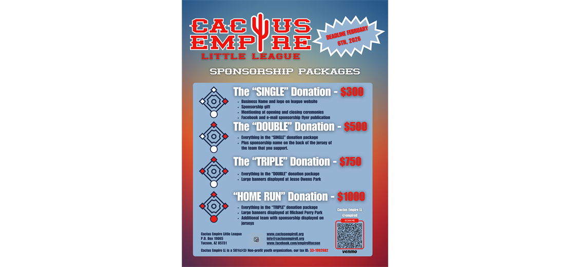 SPONSOR CACTUS EMPIRE LITTLE LEAGUE!