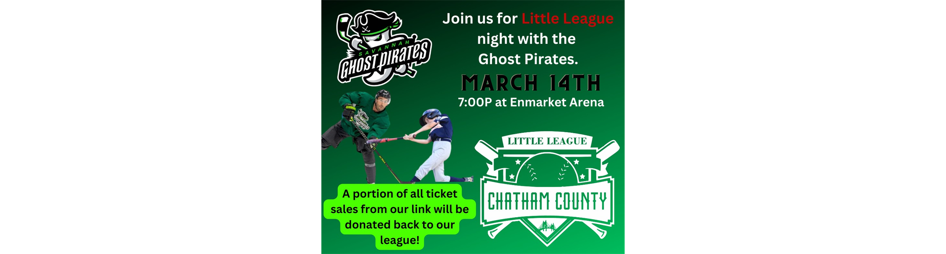 Joinj us for Little League Night with the Ghost Pirates 