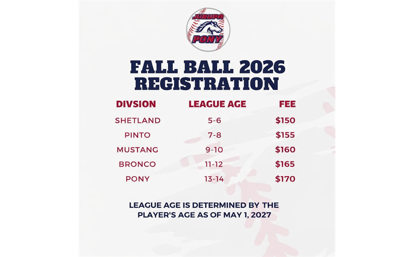 Fall Ball Registration- Opens April 27th!