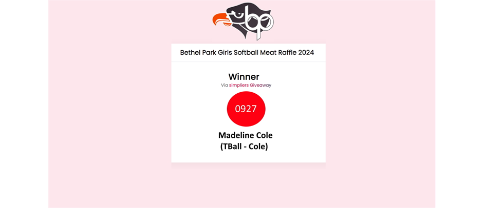 Congratulations to our Meat Raffle Winner - Madeline Cole!
