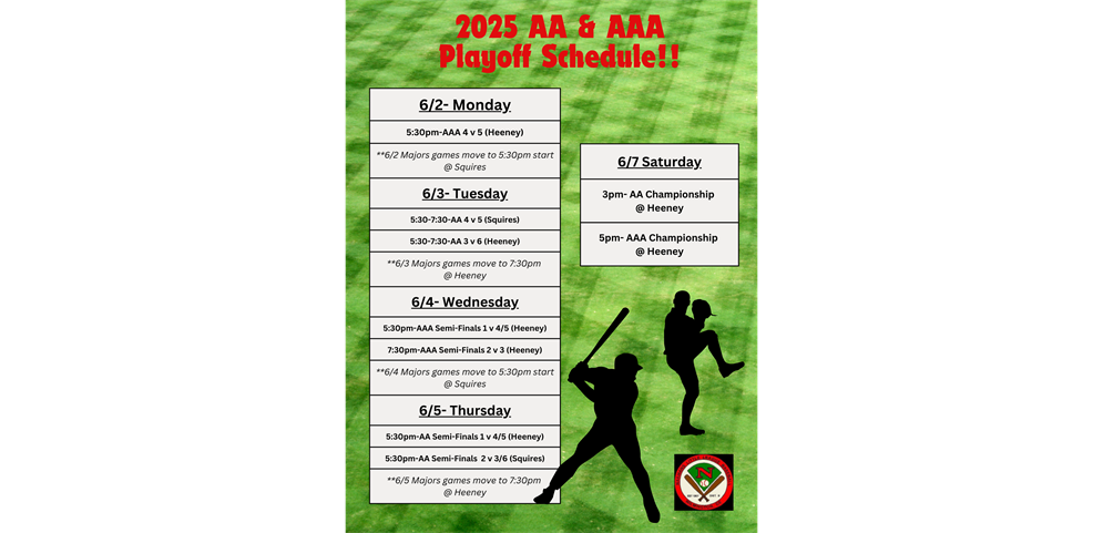 AA & AAA 2025 Playoff Schedule