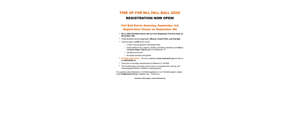 2022 NLL Fall Ball