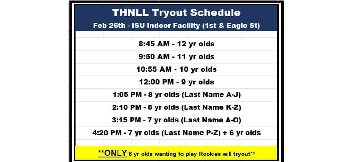 Try Out Schedule
