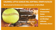 Caldwell Little League Fall Softball Registration is Open