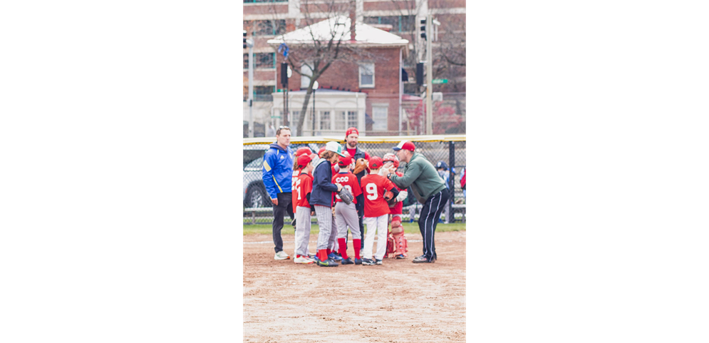 Coach Alex and the Phillies talk before the start of their opening day game