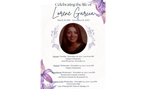 IN MEMORY OF LORENE GARCIA  METRO LITTLE LEAGUE 1959-2023 REST IN PEACE GOD BLESS ALL FAMILIES AND FRIENDS