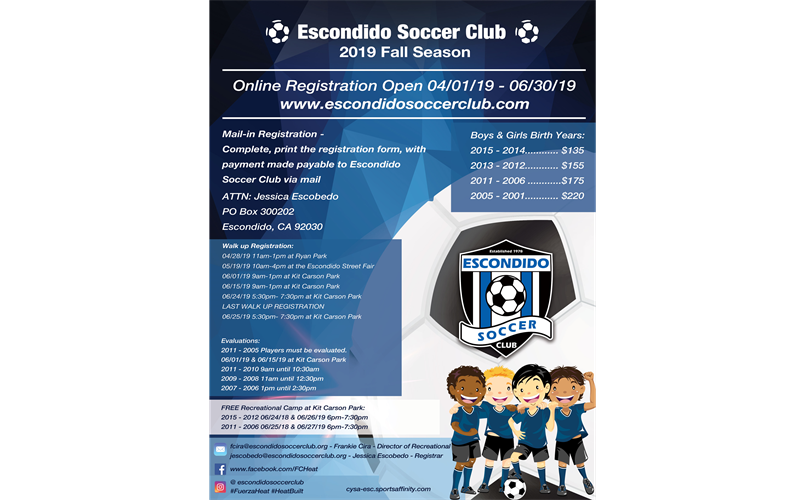 Escondido Soccer Club Flyer